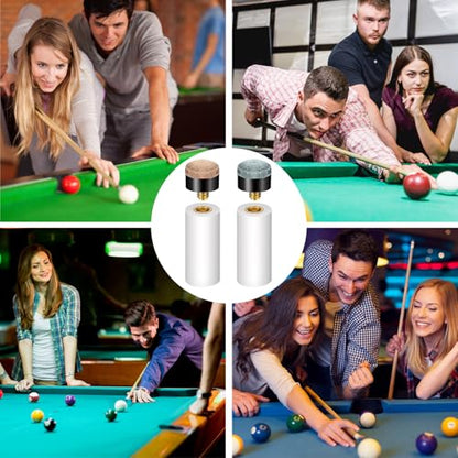 12 PCS Pool Cue Stick Tips, Screw On Replacement Kit, 13mm Blue & Brown Leather Cue Tips with White Ferrules, No Glue No Clamp Needed, Billiard Cues Stick Repair Accessories for Pool Snooker Cues
