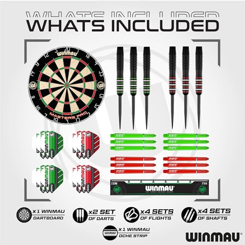Winmau Masters Pro Dartboard - PDC Tournament Dart Board with High-Density Sisal & Ultra-Thin Wire System - Available as Board Set or Cabinet Set with Steel Tip Darts - style: Dartboard