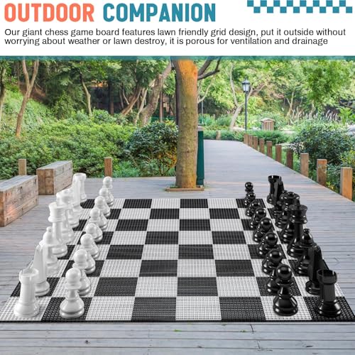 7.9*7.9ft Giant Chess Board, Chess Not Included, Plastic Giant Mat for Outdoor Yard Lawn Games, Compatible with 25 Inch 37 Inch 49 Inch Chess Sets and 10 Inch Checkers