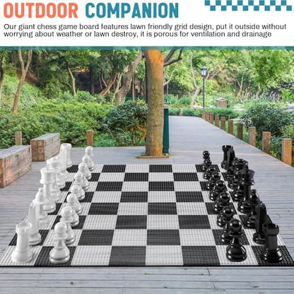 7.9*7.9ft Giant Chess Board, Chess Not Included, Plastic Giant Mat for Outdoor Yard Lawn Games, Compatible with 25 Inch 37 Inch 49 Inch Chess Sets and 10 Inch Checkers