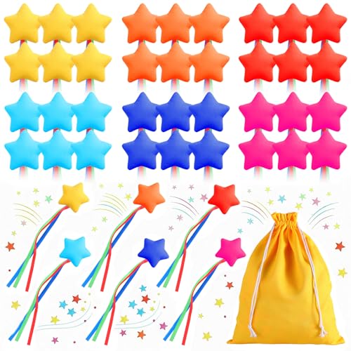 36Pcs Star Bean Bags Toss for Kids Small Colorful Ribbon Cornhole Bag for Tossing with Carry Bag Hand Toss Bean Bag Game Set for Carnival Party Favor Outdoor Toys Classroom Supplies