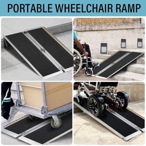 2 Feet Wheelchair Ramp for Home Steps, 29" W, 800LBS Capacity | Non-Skid Aluminum Handicap Folding Wheel Chair Ramps for Steps, Doorway, Homes, Threshold, Entry, Stairs - size: 2FT(Suitable height 2"-6")