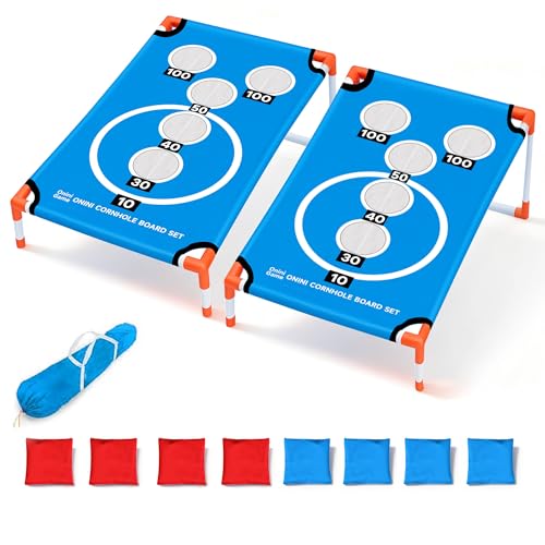 Onini Upgrade Portable Cornhole Board Set of 2 with 8 Bean Bags and Carrying Case Corn Hole Games Set for for Kids and Adults, Travel Camping Accessory(3x2 Ft)