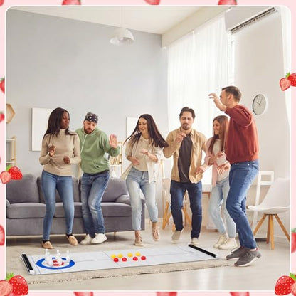 Capoda Tabletop Curling and Bowling Games Baby Shower Game Set Include 8 Curling 6 Bowling 1 Mat 2 Magnetic Strip for Indoor Birthday Bridal Shower Gender Reveal Table Decoration Supplies(Strawberry) - style: Strawberry