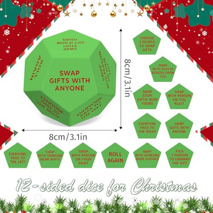 Santa Swap Gift Exchange Dice, 3 * 3in Exchange Gifts Family Game, Christmas Stocking Stuffers Gift Exchange Dice Games for Friends for Xmas, Birthday, Party and Family Night, Holiday - style: Santa Swap