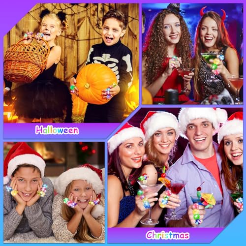 OLUPP Light Up Rings, Glow In The Dark Party Supplies, 6 Style Flashing Glow In The Dark Rings - style: 200 Pack