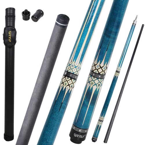 CUEELF Carbon Fiber Pool Cue 2 Pieces Cue Stick with 12.5mm Tip Professional Low Deflection Billiard Pool Sticks with 3/8 * 8 Pin Joint - color: Blue