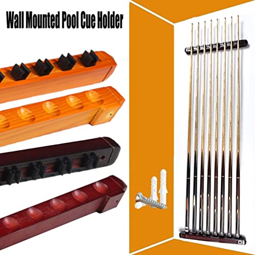 8 Pool Stick Holders, Wall Mounted Wooden Pool Cue Rack with Cue Clips, Suitable for Billiard Bar Clubs and Billiard Players