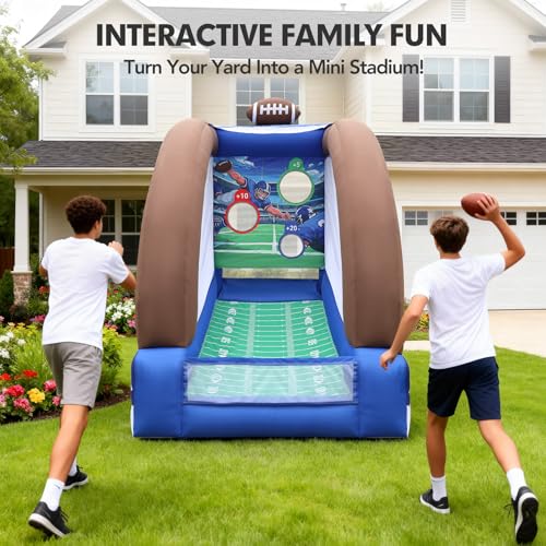 10Ft Inflatable Football Target Toss with Balls, Portable Football Throwing Target for Indoor & Outdoor Sports, Carnivals, Camping, and Family Activities