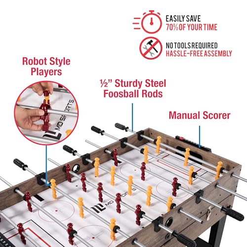 3-in-1 Combo Game Table - Air Hockey, Billiards, & Foosball with Adjustable Legs, Accessories Included, Black