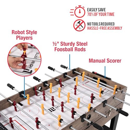 3-in-1 Combo Game Table - Air Hockey, Billiards, & Foosball with Adjustable Legs, Accessories Included, Black