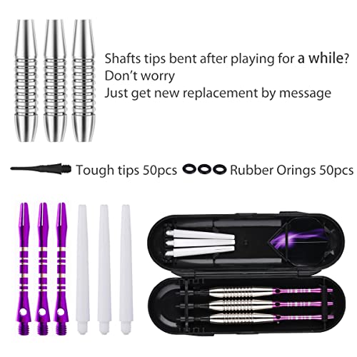 Darts Plastic Tip Set - 18g 21g Colorful Rainbow Soft Tip Darts 50 Anti-Loose O-Rings 6 Shaft (Aluminum/Nylon 45mm) 6 Durable Flights Extra 50 Soft Tips Electronic Dartboard - color: Purple-02-DARTB