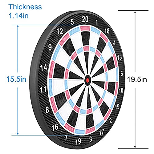 18In No Electronic Dart Board for Soft Tip Darts Set, Classic Style, Dartboard with 6 Pcs Plastic Darts Set Extra Soft Tips, Pink for Adult Kids