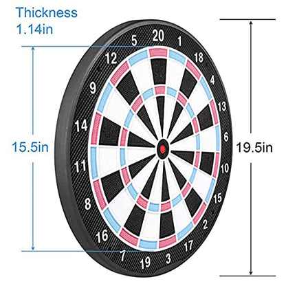 18In No Electronic Dart Board for Soft Tip Darts Set, Classic Style, Dartboard with 6 Pcs Plastic Darts Set Extra Soft Tips, Pink for Adult Kids