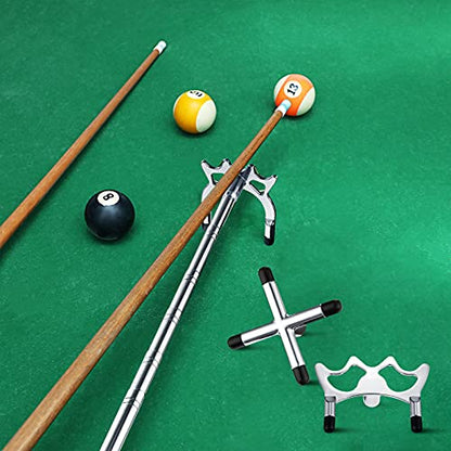 Skylety Retractable Billiards Cue Snooker Pool Bridge Stick with 3 Pieces Removable Bridge Head, Snooker Set Billiards Pool Cue Accessory for Pool Table - color: Silver
