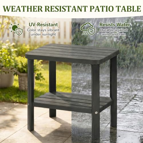 3PCS Outdoor Side Table, 2-Tier Small Table, Weather Resistant Outdoor End Tables, Patio Furniture for Garden, Porch, Pool, Lawn, Backyard or Indoor Bedroom - size: 3PCS
