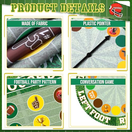 Capoda 2 Pcs Football Party Game Football Twist Pose Mat with Spinner Sport Poses Floor Mat Spinner for Sport Game Day Tailgate Party Family Classroom School Activity - style: Football