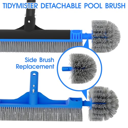 TidyMister Small Pool Brush Head for Cleaning Narrow Corners Steps, Stiff Wavy Bristles Round Brush Scrubber for Above Ground & Inground Pools, Cobweb Brush - size: 4.7inch