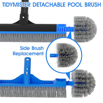 TidyMister Small Pool Brush Head for Cleaning Narrow Corners Steps, Stiff Wavy Bristles Round Brush Scrubber for Above Ground & Inground Pools, Cobweb Brush - size: 4.7inch