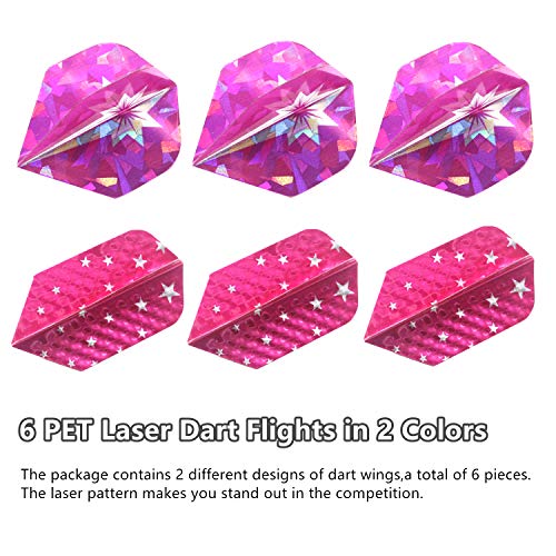 Soft Tip Darts Set for Electronic Dart Board 18/22g Plastic Tip Darts Set with Brass Barrels&Aluminum Shafts, 6 Flights 3 Spare Plastic Dart Shaft 20 Soft Tips Portable Case (18g-Silver&Pink)