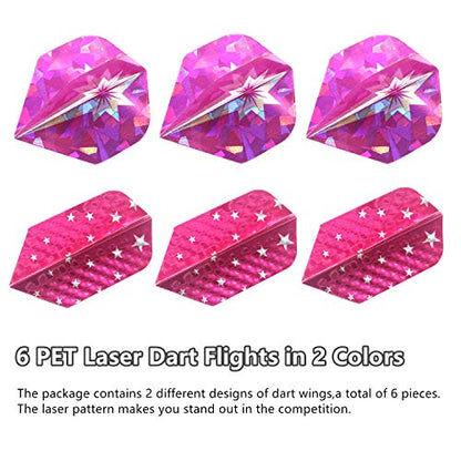 Soft Tip Darts Set for Electronic Dart Board 18/22g Plastic Tip Darts Set with Brass Barrels&Aluminum Shafts, 6 Flights 3 Spare Plastic Dart Shaft 20 Soft Tips Portable Case (18g-Silver&Pink)