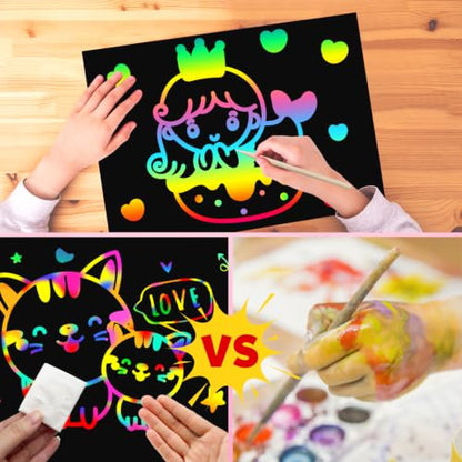 ZMLM Scratch Paper Art Craft: 2 Pack Rainbow Scratch Set for 3 4 5 6 7 8 9 10 Years Old Girls Boys Students Drawing Coloring Black Magic Art Supplies Kits Gifts School Birthday Party Toys (Mermaid) - style: Mermaid