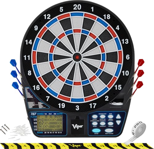 Viper 787 Electronic Dartboard, Ultra Thin Spider for Increased Scoring Area, Free Floating Segments, Locking Segment Holes for Fewer Bounceouts, Automatic Scoring