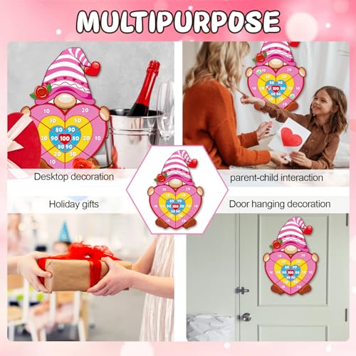 Valentine Gift for Kids, Pink Cartoon Dwarf Dart Board with 12 Sticky Balls Valentines Games, Large Kids Valentines Day Gifts for Boys Girls Toddlers, Valentines Games for Kids Party Classroom - style: Valentine's Day