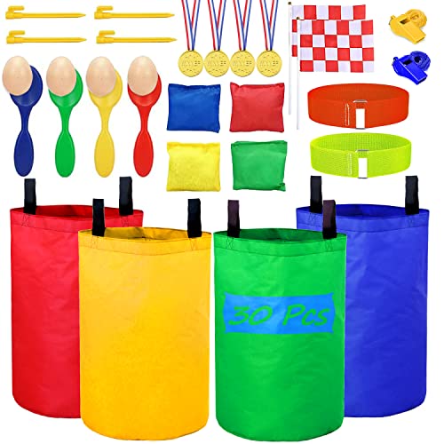Potato Sack Race Bags, Colorful Durable Sack Race Bags Outdoor Lawn Games for Kids & Childrens, No Odors or Messy Fibers, Birthday Party and Outdoor Family Games Set… - color: 30pcs Lawn Yard Game Set