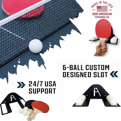 IRON AMERICAN Elite Ping Pong and Table Tennis Storage Rack, Made in USA - 1.375 Inch Slot for Balls and 3.25 Inch Slot for Paddles, Ping Pong Ball Holder, Hardware Included - style: 1-PACK