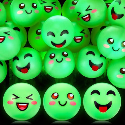 24 Pcs Glow in The Dark Table Tennis Balls Christmas Luminous Emotion Bouncy Balls Glowing Halloween Party Supplies Goodie Bag Fillers Cat's Fun Playmate for Holidays Outdoor Indoor