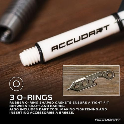Accudart Dart Tune‑Up Kit – Flights, Shafts, Flight Protectors, Spring Clips, O‑Rings & Dart Tool – Complete Dart Accessory Set for Steel or Soft Tip Darts