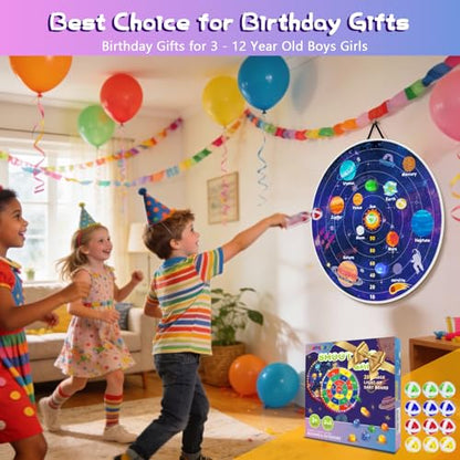2 in 1 29" Large LED Dart Board for Kids, Kids Dart Board with LED Sticky Balls for Boy Toys, Indoor & Outdoor Sport Fun Party Kids Toys Games,Birthday Gifts for 4-12 Year Old Boys&Girls - style: Universe