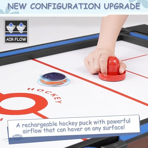 RAYKEEP 54" 4-in-1 Swivel Multi-Game Table -Combo Game Table Set for Kids, Adults - Indoor and Outdoor Arcade Sports Table - Air Hockey, Billiards, Foosball, Ping Pong for Home, Game Room