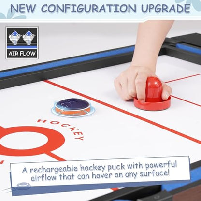 RAYKEEP 54" 4-in-1 Swivel Multi-Game Table -Combo Game Table Set for Kids, Adults - Indoor and Outdoor Arcade Sports Table - Air Hockey, Billiards, Foosball, Ping Pong for Home, Game Room