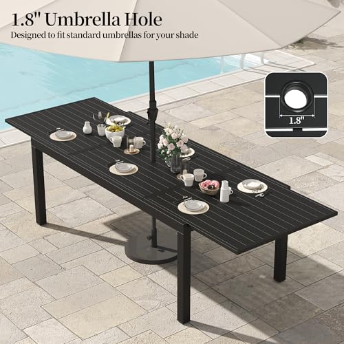 PIZZELLO 7 Pieces Outdoor Dining Set, 106" Extendable Aluminum Patio Dining Table w/ 6Pcs HDPE Patio Chairs, All Weather Outdoor Table and Chairs Sets for Backyard, Garden and Deck - size: 106"Table + 6 HDPE Chairs