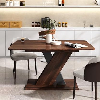 55"-71" Extendable Dining Table for 4-8 People, Space-Saving Extra Long Transformer Table with Extension Leaves Holder, Walnut - color: Walnut, style: 55" - 71" (4-8 People)