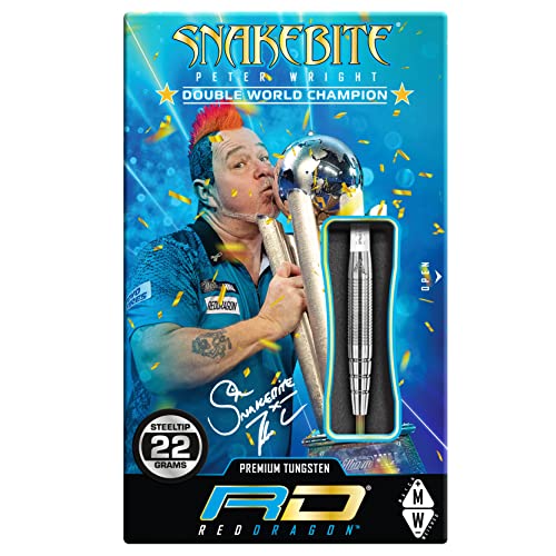 RED DRAGON Peter Wright Snakebite 1 Professional Darts Set - 85% Tungsten Darts with Flights & Shafts - Available in Soft Tip 16g Barrel/18g Full Weight and Steel Tip 22g - 24g - size: 23g