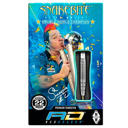RED DRAGON Peter Wright Snakebite 1 Professional Darts Set - 85% Tungsten Darts with Flights & Shafts - Available in Soft Tip 16g Barrel/18g Full Weight and Steel Tip 22g - 24g - size: 23g