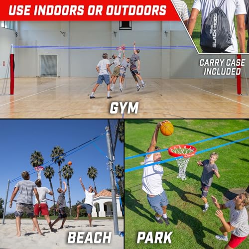 GoSports Slack Hoop Portable Basketball Game for Kids & Teens - Adjustable Height Outdoor Lawn, Beach, & Yard Game - Basketball Without a Court