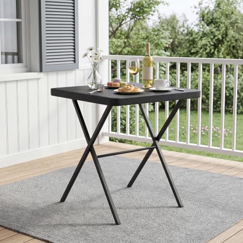 Folding Table, Portable Coffee Table 27in Square Table for Small Spaces, Patio Card Table Foldable Picnic Table with 400 LBS Capacity for Indoor Outdoor Use, Black - color: Black, size: 27in