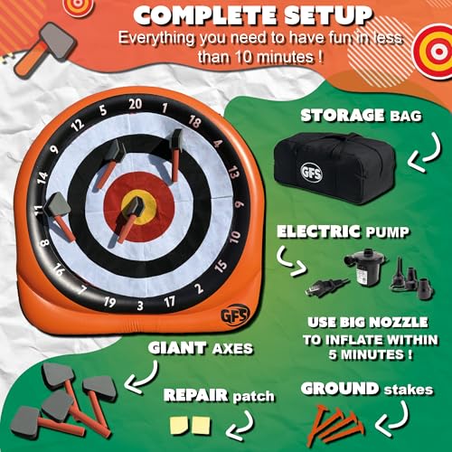 Axe Throwing Game for Backyard – Giant 7ft Inflatable Target w/ 15+ Exclusive Games & Air Pump Included – Outdoor Games for Adults Kids & Family, Carnival & Yard Games | Greenfs - color: New version 2
