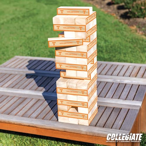 Wild Sports NCAA Giant Stacking Wooden Blocks – Tumbling Tower Classic Family Game Stacks Over 5 ft. High – Great Gift for Any College Football Fan!
