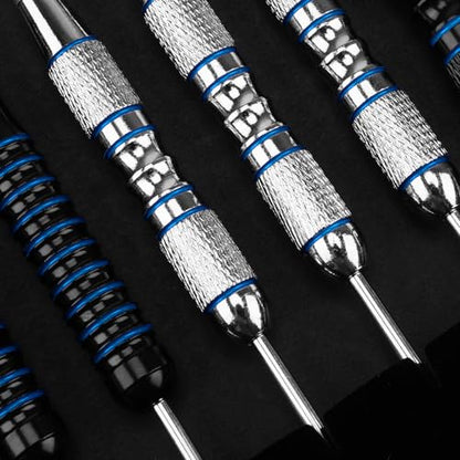 Turnart Darts Metal Tip Set - Steel Tip Darts Darts Set Professional Metal Darts 12 pcs 22/24 Grams Pro Dart Set with Stylish Case Aluminum Shafts Extra 9 Flights - color: Blue
