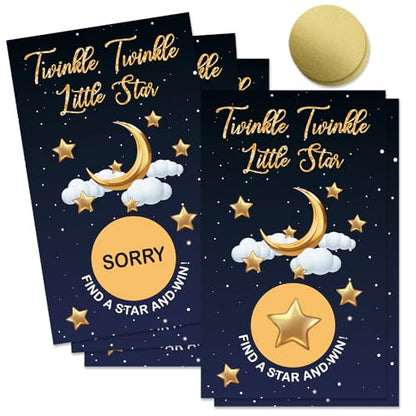 50 Pcs Twinkle Twinkle Little Star Scratch off Game Cards, Star And Moon Themed Scratch Card for Birthday Baby Shower or Celestial-Themed Events, Lottery Group Reveal Games Activity Supplies - color: Dark