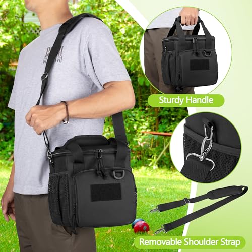 DSLEAF Bocce Ball Carry Bag Holds up to 8 Balls, Portable Bocce Ball Storage Bag with Multiple Pockets and Detachable Shoulder Strap for Easy Carrying(Only Bag, Not Including Balls)