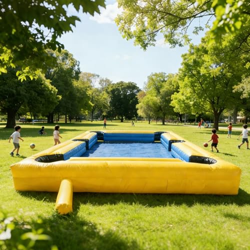 Snookball Giant Inflatable Soccer Pool Table Football Pool Pitch Billiards Inflatable Football Billiard Game with PVC Mat, Air Blower, 16 Balls for Party, Event - size: 7*5m