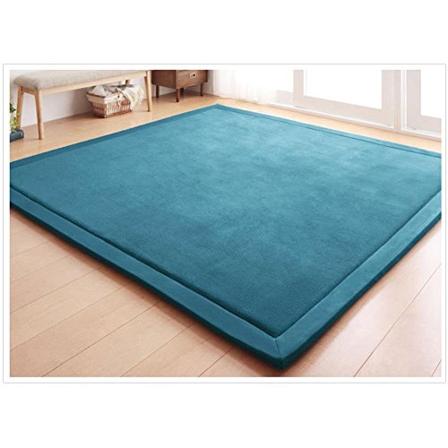 Loartee Thick Coral Velvet Rug - Area Rugs(6'7"x6'7", Blue) for Play Mat Yoga Mat Exercise Pads Carpet - color: Blue, size: 6'7"x6'7"