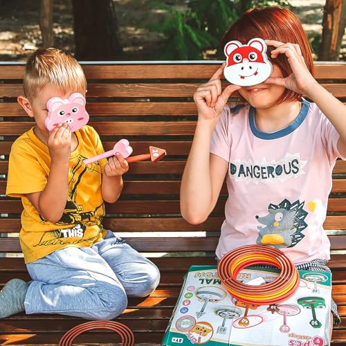Animal Ring Toss Game Toy Set for Kids, 6 Targets Stands & 36 Rings Combo, Indoor Outdoor Party Yard Family Adults Activity, Holiday Present Birthday Gift for Toddlers Boys Girls Child Ages 3+