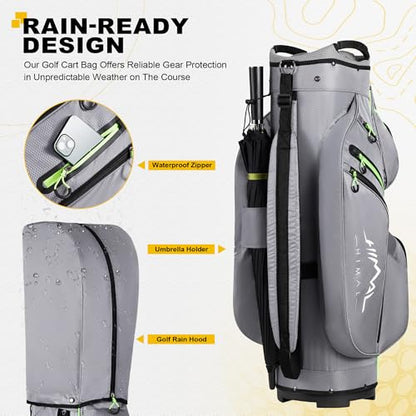 uniHimal Golf Cart Bag, 15 Way Organizer Divider Top with Handles and Rain Cover - color: Grey
